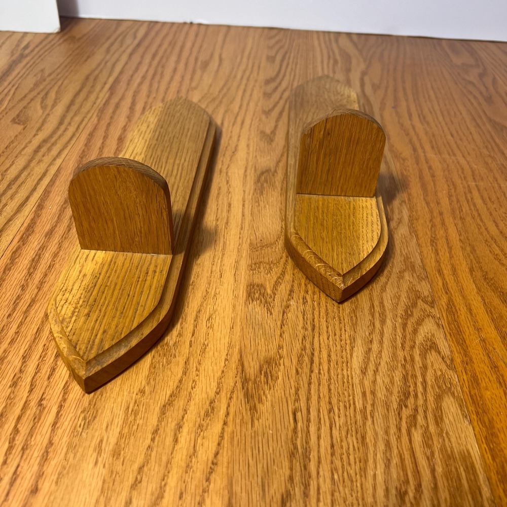 Vintage Oak Wall Display Shelves Pair Mini Floating Display Rustic Farmhouse - Picture 3 of 8